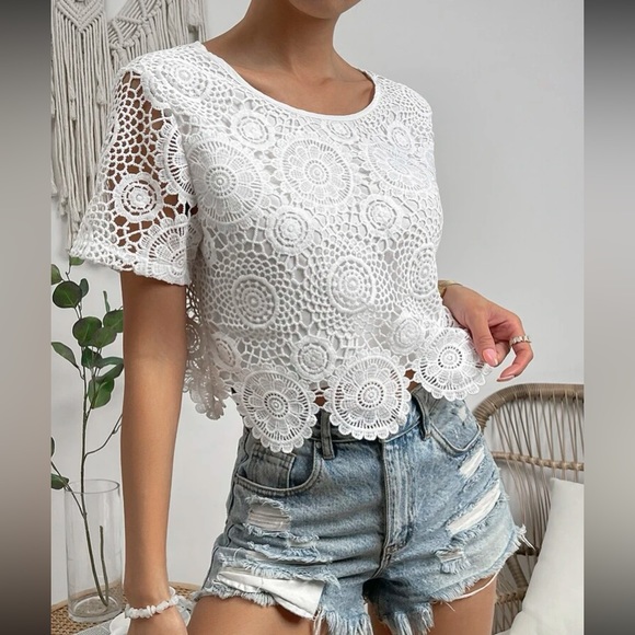 Boho scallop trim lace blouse - Picture 12 of 16
